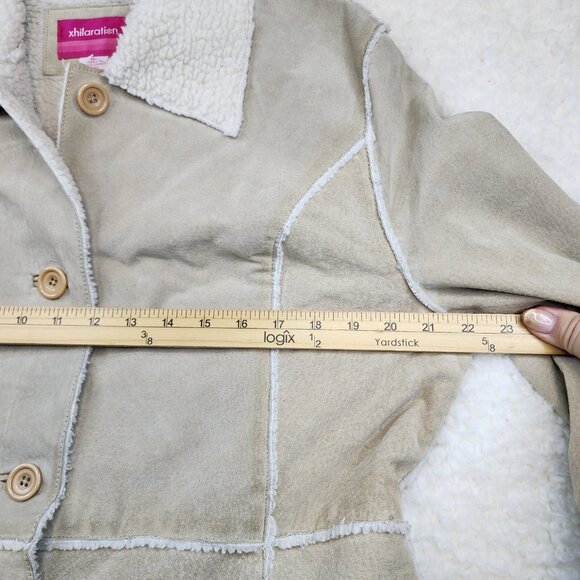 Vintage Xhilaration XL Genuine Leather Coat Sherpa Lined Stitching Frontier - Picture 4 of 11